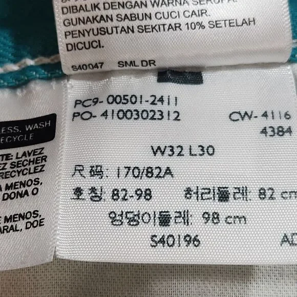 Levi's 501 Mens Jeans Button Fly Straight Leg W32 x L30 Act W29 x L28 Teal Blue - Picture 16 of 16